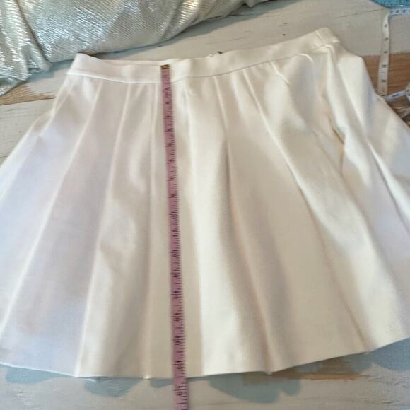 Theory Summer Pique Pleated Mini Skirt Size 12 White Knit A-Line - Picture 9 of 10